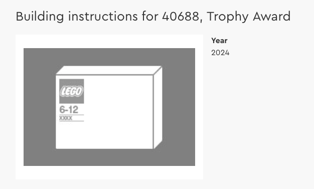 LEGO 40688 Trophy Award GWP