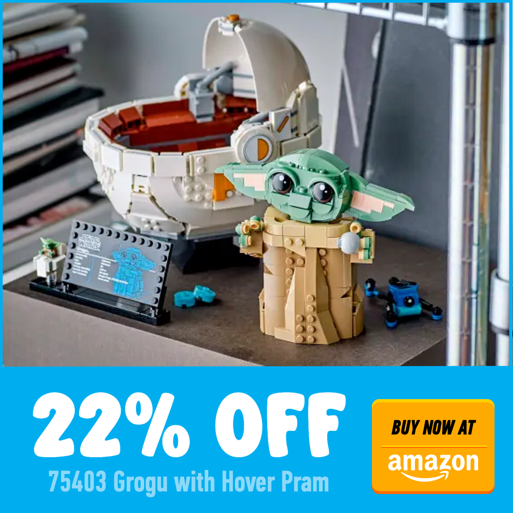 LEGO Star Wars 75403 Grogu with Hover Pram Amazon 22 off deal card