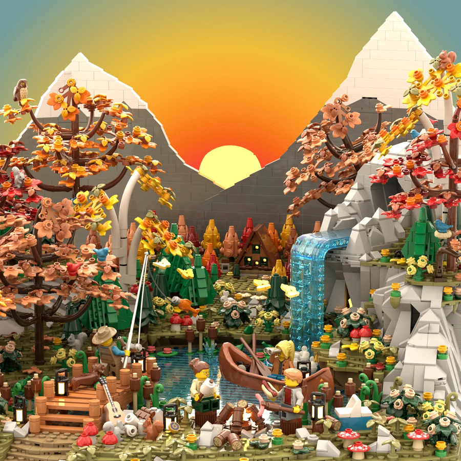 LEGO Ideas A Frame Cabin challenge Sunset at Topaz Falls 2