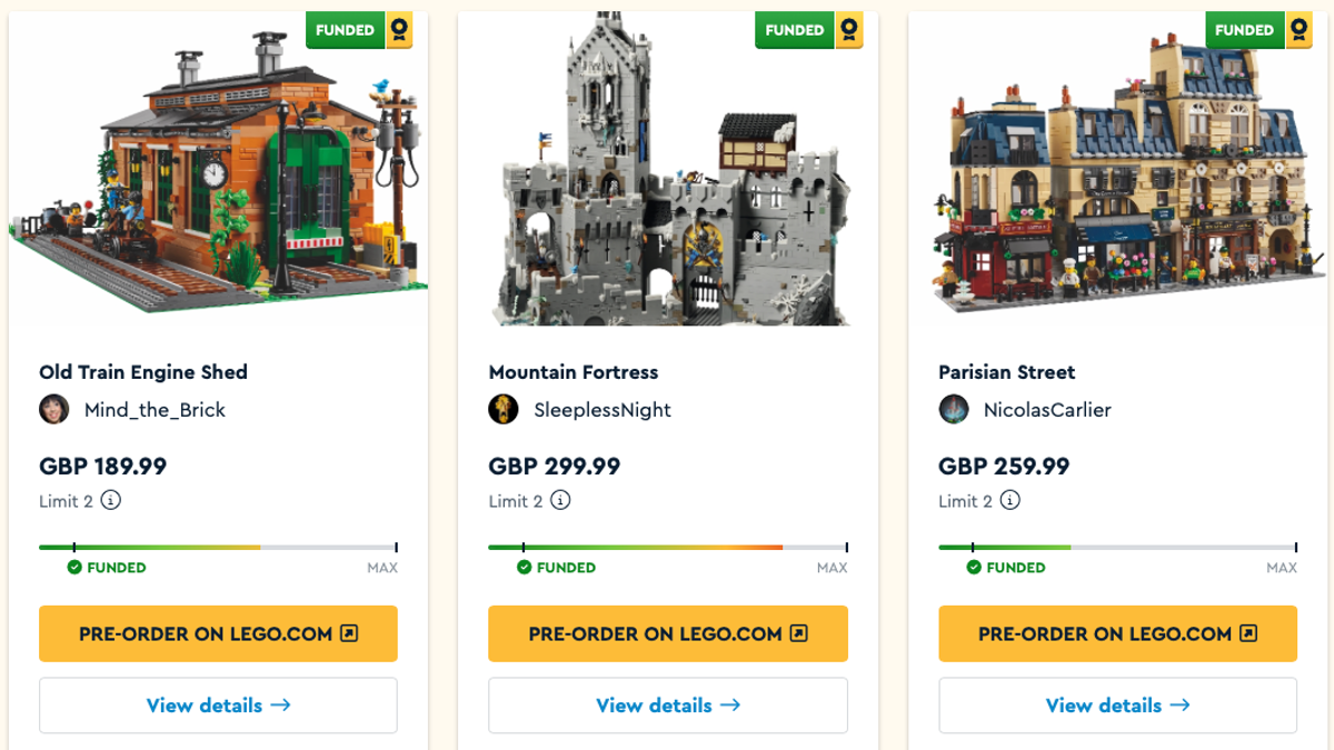 LEGO BrickLink Designer Program Series 1 sets hit crowdfunding targets