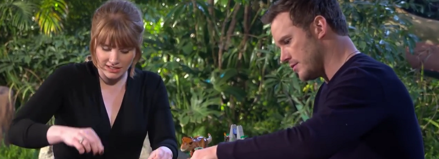 Jurassic World stars attempt to build a LEGO dinosaur