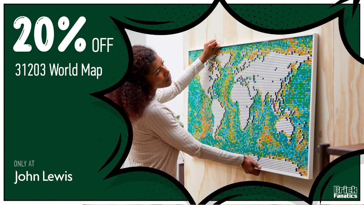 20% off and retiring soon: LEGO Art 31203 World Map at John Lewis