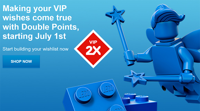 LEGO double VIP points promotion launches today