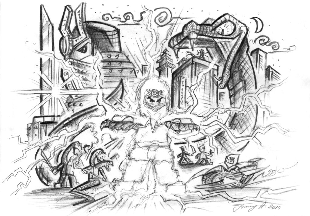 2010 drawing made to sum up the concept for the first two Ninjago seasions in 2012