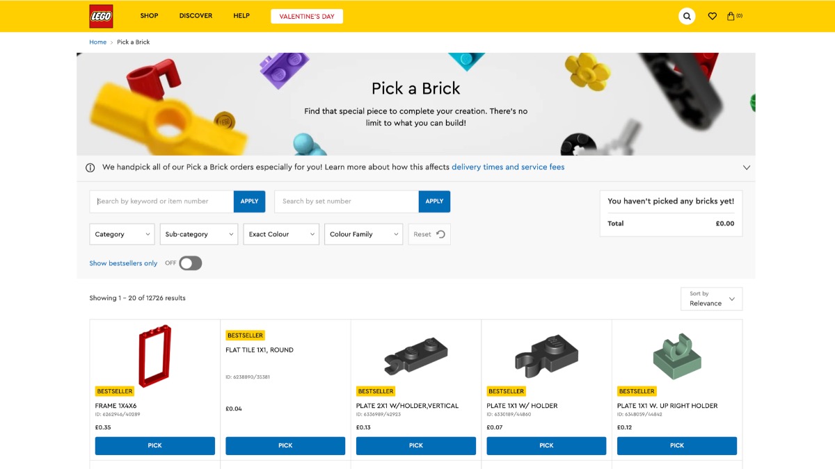 Updated LEGO Pick a Brick service now live in four countries